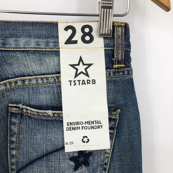 T Star B Womens Bootcut Jeans Size 28 Distressed Medium Wash Low Rise Y2K Cotton - Picture 5 of 8
